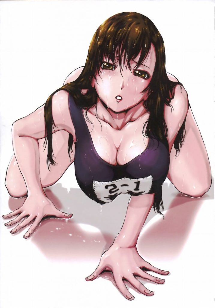 水泳部の女子マネたちが激励でフェラ抜き！！一年の新人マネはスク水のオプション付き！！【JKぶっかけエロ漫画】